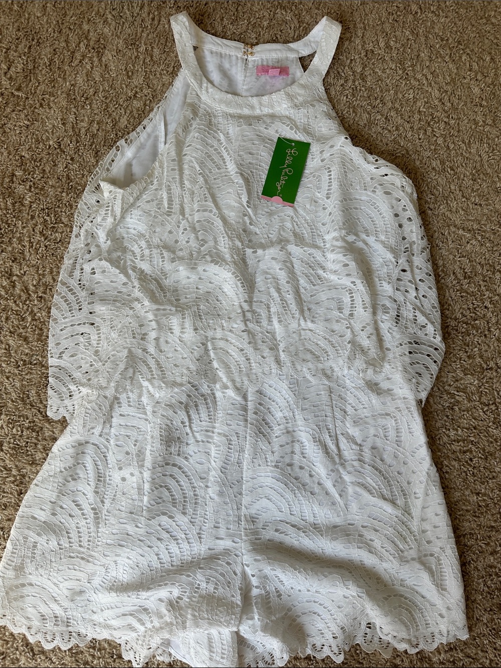 Lilly Pulitzer Edona Romper in Marine Tropic Lace, NWT, Size 10